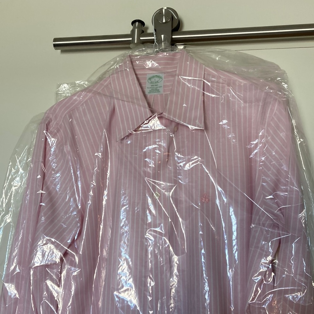Brooks Brothers Sport Shirt L Pink Stripe